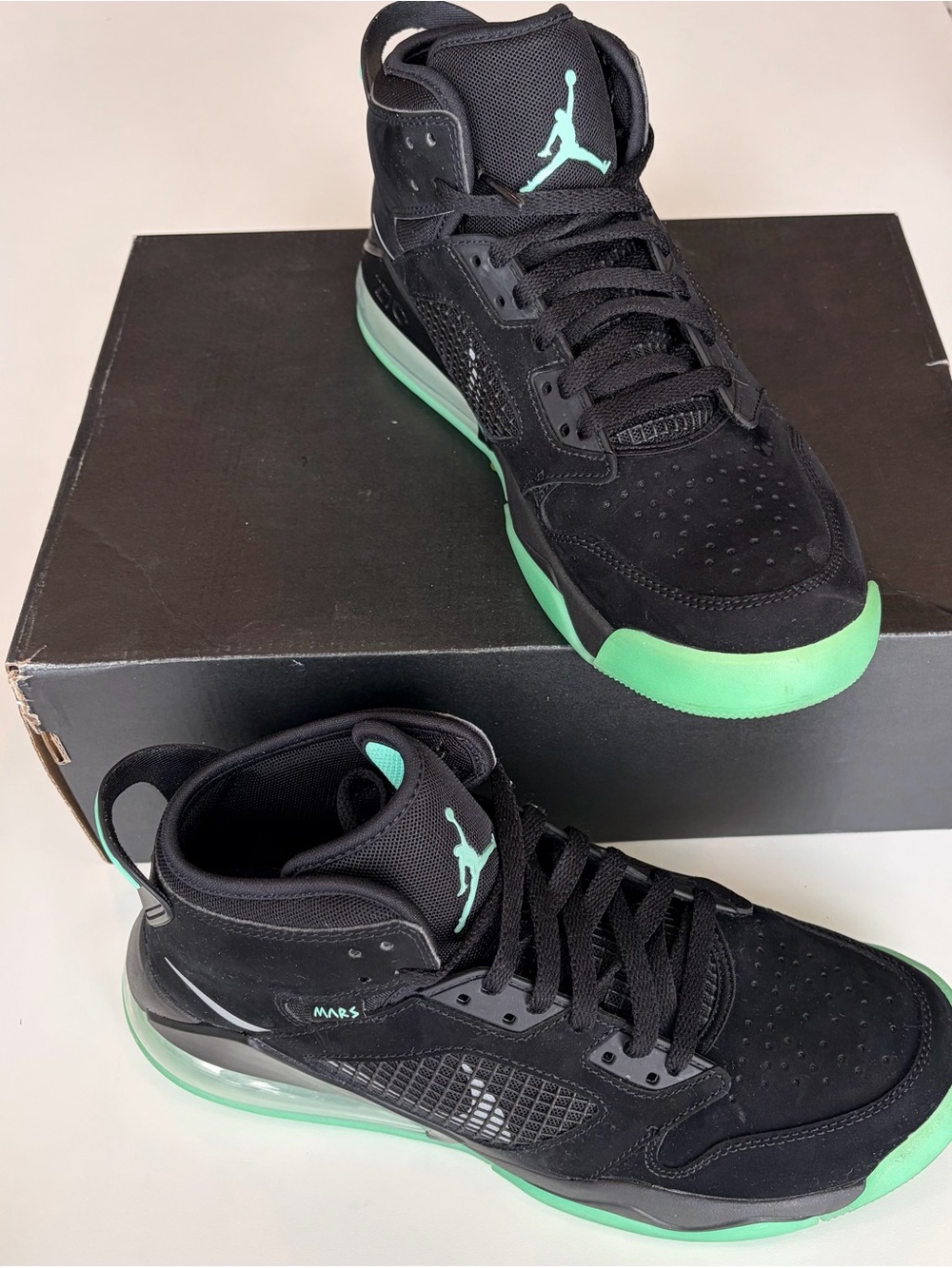 Jordan Mars 270 Green Glow Black Reflect Silver High Top Sneakers Size 9